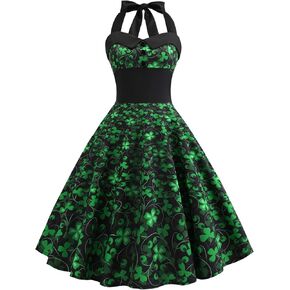 فستان EFOFEI نسائي بمقاس نحيف من Audrey Hepburn فستان صيفي عتيق بدون أكمام وحفلات المهرجانات برقبة رسن in Kuwait