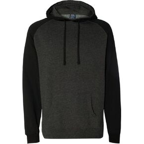 Independent Trading Co Raglan Hooded Sweatshirt. IND40RP - Large - Charcoal Heather / Black in Kuwait