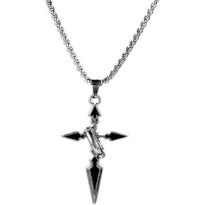 Gothic Cross Star Necklace For Men Women Silver Stainless Steel Cuban Link Paperclip Figaro Bead Chain Punk Kpop Y2k Goth Irregular Layered Cross Pendant Necklace Non Tarnish Jewelry Gift in Kuwait