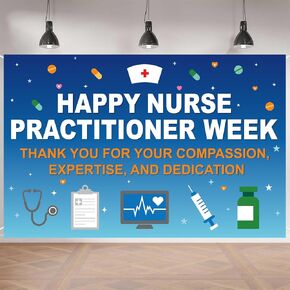 لافتة Happy NP Week - ديكورات أسبوع ممرضة ممارس كبيرة للمكتب والمدرسة والعيادة | لافتة شكر للممرضة لتقدير العاملين في مجال الرعاية الصحية | لافتة طاقم طبي مقاس 70.87 بوصة × 45.3 بوصة للاحتفال بـ NP in Kuwait