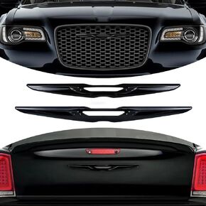 طقم غطاء شعار أسود متوافق مع كرايسلر 300 300C - تراكبات الشارات الأمامية والخلفية 2015-2022 2023 in Kuwait