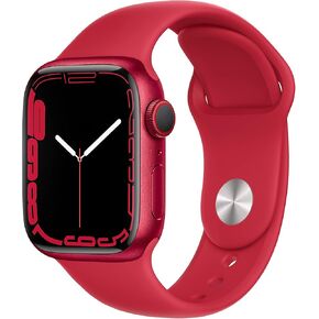 Apple Watch Series 7 (GPS + Cellular, 41MM) هيكل من الألومنيوم باللون الأحمر مع حزام رياضي باللون الأحمر (متجدد) in Saudi Arabia