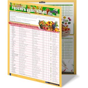 الدليل المرجعي السريع للفواكه والخضروات من Cramcharts - فترة صلاحية تخزين كاملة للشراء والنضج والنصائح العضوية - ملصق مكتبي أو جداري مصفح مكون من 4 صفحات للمطبخ والبقالة والمنزل in Kuwait