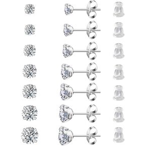 7 Pairs 20G Stud Earrings for Women-Hypoallergenic 316L Surgical Stainless Steel Earrings for Multiple Piercing,Cubic Zirconia 2-8mm Earring Stacks Bonus Silicone Earring Backs in Saudi Arabia