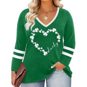 Plus Size St Patrick's Day Shirt Women: Lucky Irish Shamrock Shirts Saint Patricks Day Long Sleeve Tops in Kuwait