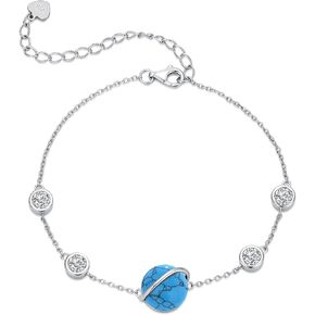 925 Sterling Silver Turquoise Bracelet for Women-Adjustable Chain, Thoughtful Gift for Mom & Wife on Birthday, Mother’s Day and Anniversary in Saudi Arabia