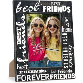 Best Friends Forever Wooden Photo Frame For 4" x 6" Picture - Farmhouse Tabletop Picture Frame With Stand For Home Office Decoration - Friendship Gift For Friends,BFF(Pink) - A02 in Saudi Arabia