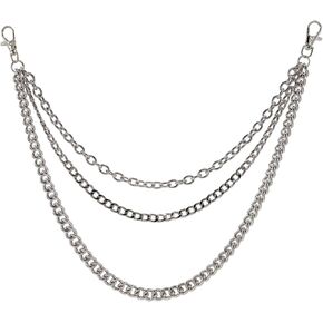 معدن الحديد السراويل سلسلة محفظة سلسلة 3-طبقة الجينز سلسلة الهيب هوب الشرير القوطي السراويل اكسسوارات ل Egirl & Eboy النساء والرجال حزام جيب سلسلة in Kuwait