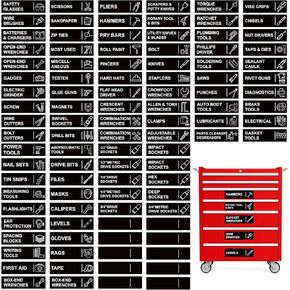 100pcs Magnetic Toolbox Labels 3.5x1Inch Magnetic Tool Box Organizer Label - 90 Pre-Printed & 10 Blank Tool Chest Organization Tags Toolbox Organizer Emblems Fits All Brand Steel Cabinet Tool Drawer in Kuwait