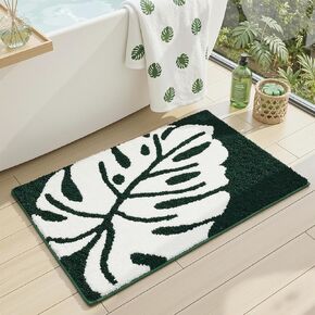 حصيرة حمام على شكل ورقة شجر مقاس 31 بوصة × 19 بوصة، سجادة حمام بأوراق خضراء ماصة غير قابلة للانزلاق للحمام، سجادة Monstera الاستوائية قابلة للغسل، سجادة ناعمة لطيفة للاستحمام، مدخل ممسحة غرفة النوم in Kuwait