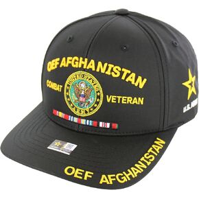 Officially Licensed U.S. Army Military Vietnam Veteran Baseball Cap - OEF Afghanistan Combat Embroidered U.S. Flag Premium Quality Adjustable Velcro Closure Hat Black in Saudi Arabia