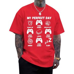 BINTEHGS Funny Gamer T Shirts for Men Video Game Graphic Tees Gaming Tshirts My Perfect Day Play Video Game Boyfriend Gifts in Kuwait
