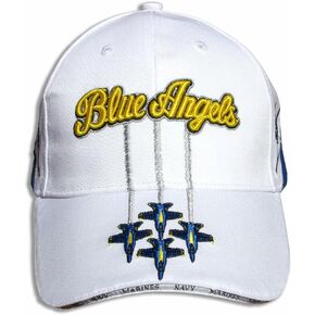 Blue Angels White, Royal and Gold Diamond Solo Embroidered Cap in Saudi Arabia