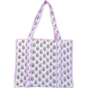 حقيبة حمل للنساء، حقائب تسوق البقالة، حقيبة قطنية كبيرة مبطنة، حقيبة شاطئ، حقائب عمل للنساء، حقيبة سفر زهرية، محفظة كتف أنيقة، حقيبة حمل مبطنة كبيرة الحجم | حقيبة يد قابلة لإعادة الاستخدام، حقائب يد يدوية، الحجم: 16 × 14 × 6، السعة 21 لتر، Ma in Kuwait