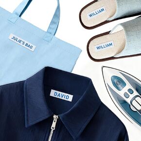 SUPVAN G15M Series Iron-On Fabric Labels for Thermal Transfer, 0.59'' W × 9.8' L, Ideal for Clothing Name Tags in Schools, Daycare & Nursing Homes, Workplaces,Blue on White in Kuwait