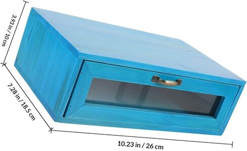 Wooden Monitor Riser Stand with Pull-out Storage Drawer for Desk, Rustic Computer Monitor Stand Organizer, Suitable for Home Office, Mediterranean Blue in Saudi Arabia