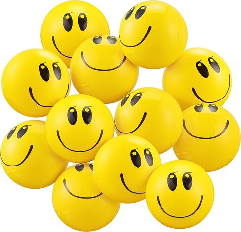12 Pcs Smile Inflatable Beach Balls 12 Inch Summer Beach Pool Party Balls Toys Bulk Yellow Smile Face Water Balls for Summer Vacation Swimming Pool Games Birthday Party Favors in Saudi Arabia