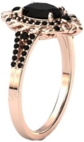 Antique 3 CT Oval Cut Black Diamond Engagement Ring for Women | Filigree Art Deco Vintage Black Wedding Ring | Handmade Moissanite/Onyx Jewelry | Silver/Gold Anniversary Ring for Her/Gifts in Kuwait