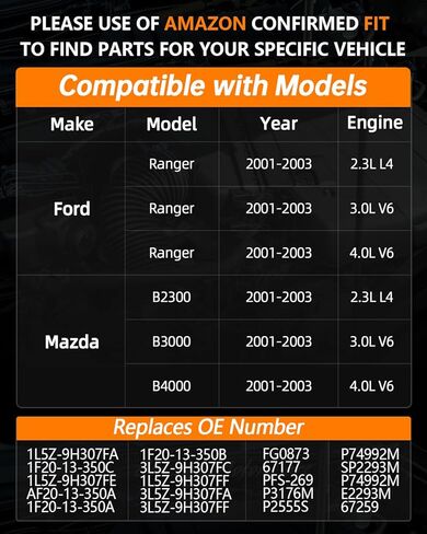 مجموعة وحدة مضخة الوقود الكهربائية OKLPF متوافقة مع 2001 2002 2003 Ford Ranger L4 2.3L V6 3.0L 4.0L، 2001-2003 Mazda B2300 B3000 B4000 L4 2.3L V6 3.0L 4.0L، استبدل E2293M SP2293M in Saudi Arabia