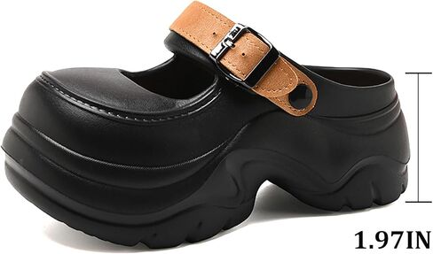 Women EVA Chunky Platform Cloud Clogs Slides With Adjust Buckle Straps Comfort Arch Support Breathable Round Closed Toe Platform Walking Beach Mary Jane Sandals for Garden Summer Outdoor Pool in Saudi Arabia