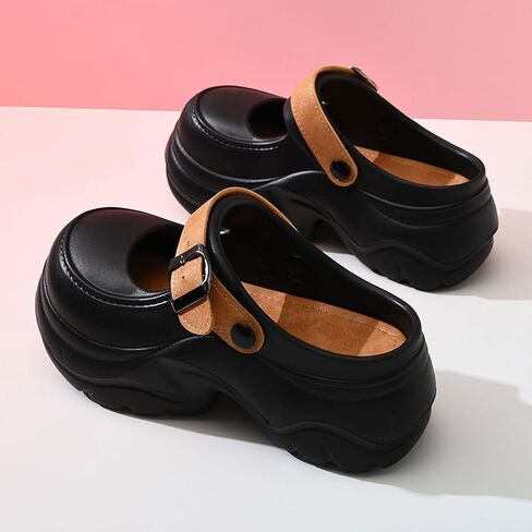 Women EVA Chunky Platform Cloud Clogs Slides With Adjust Buckle Straps Comfort Arch Support Breathable Round Closed Toe Platform Walking Beach Mary Jane Sandals for Garden Summer Outdoor Pool in Saudi Arabia