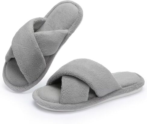 شبشب نسائي من NineCiFun مفتوح عند الأصابع وشريط متقاطع من الصوف المرجاني، حذاء منزلي مسامي مع إسفنج يحتفظ بالشكل، وسادة قدم مريحة، غير قابلة للانزلاق للاستخدام الداخلي والخارجي in Kuwait