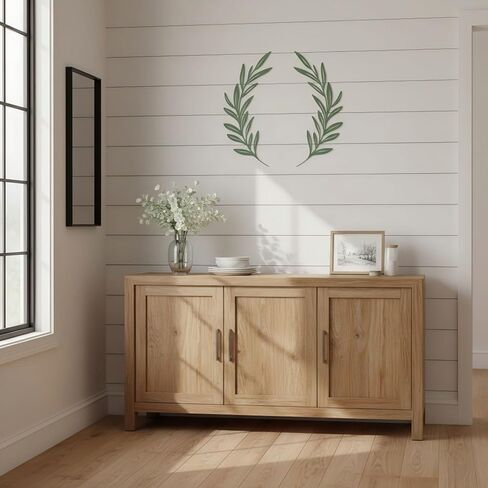 AIM & GGKK Sage Green Metal Olive Branch Leaf Wall Decor - Rustic Botanical Metal Wall Art for Living Room, Bathroom, Dining Room - Elegant Leaf Art Decor in Kuwait