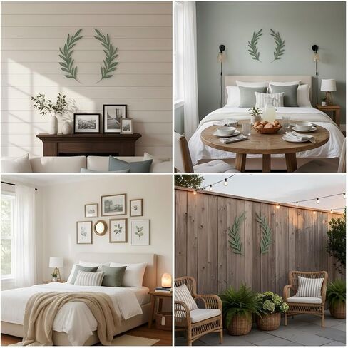 AIM & GGKK Sage Green Metal Olive Branch Leaf Wall Decor - Rustic Botanical Metal Wall Art for Living Room, Bathroom, Dining Room - Elegant Leaf Art Decor in Kuwait