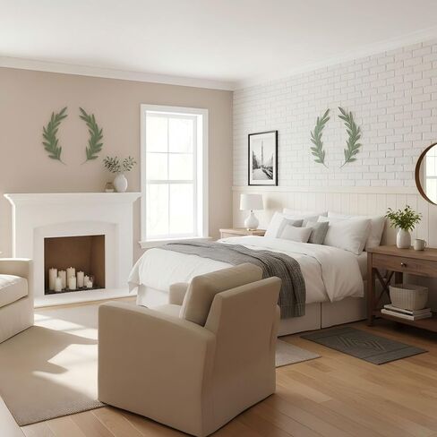 AIM & GGKK Sage Green Metal Olive Branch Leaf Wall Decor - Rustic Botanical Metal Wall Art for Living Room, Bathroom, Dining Room - Elegant Leaf Art Decor in Kuwait