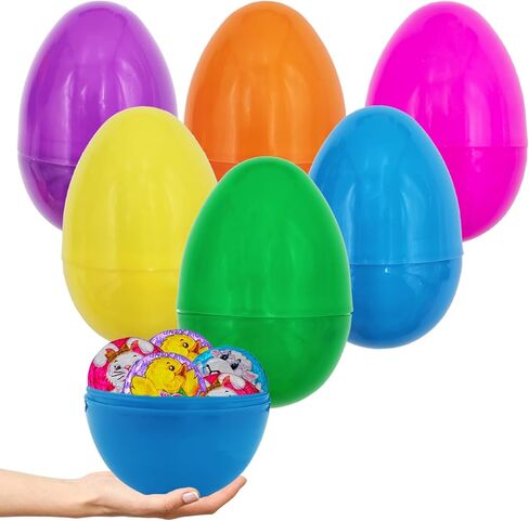 بيض عيد الفصح الضخم متعدد الألوان القابل للتعبئة من شركة Dreidel، من البلاستيك اللامع الملون، يقف في وضع مستقيم، مثالي للمفاجأة، صيد عيد الفصح، ألوان متنوعة، بيض عملاق قابل للتعبئة مقاس 8 بوصات (عبوتان) in Saudi Arabia