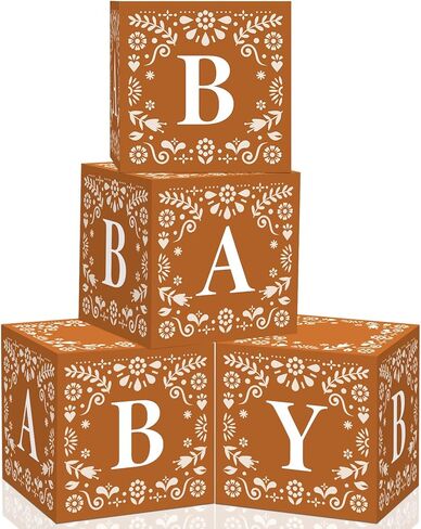 4 قطع من ديكورات حفلات استحمام الطفل المكسيكي، صناديق الأطفال المكسيكية بابيل بيكادو مع حروف دي بارو تيراكوتا، كتل الخامس من مايو دي مايو، ديكور صندوق لكشف الجنس عن عيد ميلاد فييستا صور الدعائم in Kuwait