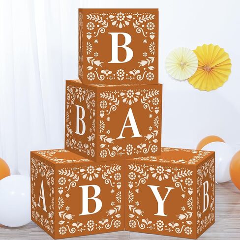 4 قطع من ديكورات حفلات استحمام الطفل المكسيكي، صناديق الأطفال المكسيكية بابيل بيكادو مع حروف دي بارو تيراكوتا، كتل الخامس من مايو دي مايو، ديكور صندوق لكشف الجنس عن عيد ميلاد فييستا صور الدعائم in Kuwait