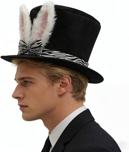 Easter Rabbit Ears Hat,Plush Bunny Ear Top Hat Cosplay for Women Men Adults Halloween Party Costume in Kuwait