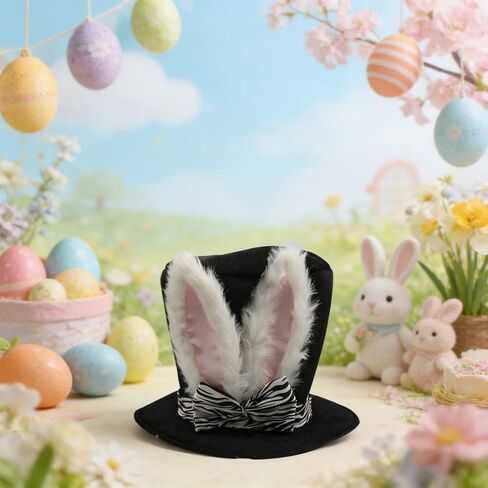 Easter Rabbit Ears Hat,Plush Bunny Ear Top Hat Cosplay for Women Men Adults Halloween Party Costume in Kuwait