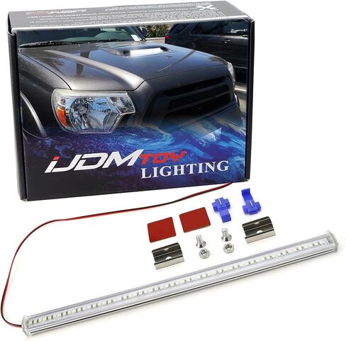 شريط إضاءة iJDMTOY 57-LED شديد السطوع وصلب للغاية ونحيف للغاية، متوافق مع Toyota 2012-2015 Tacoma، 2010-2020 4Runner مع مغرفة غطاء محرك السيارة OEM in Saudi Arabia