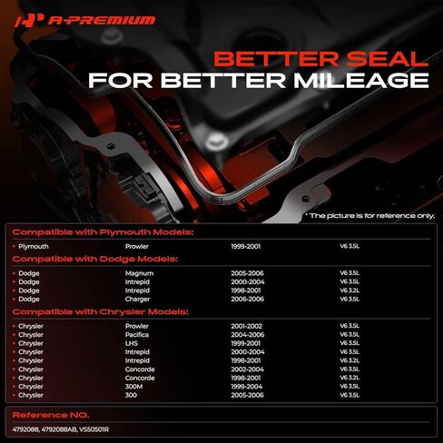 مجموعة حشية غطاء صمام المحرك A-Premium متوافقة مع دودج تشارجر 2006، Intrepid 1998-2004، Magnum 2005-2006 & Chrysler 300، 300M، Pacifica، Concorde، Intrepid، LHS، Prowler & Plymouth Prowler in Saudi Arabia