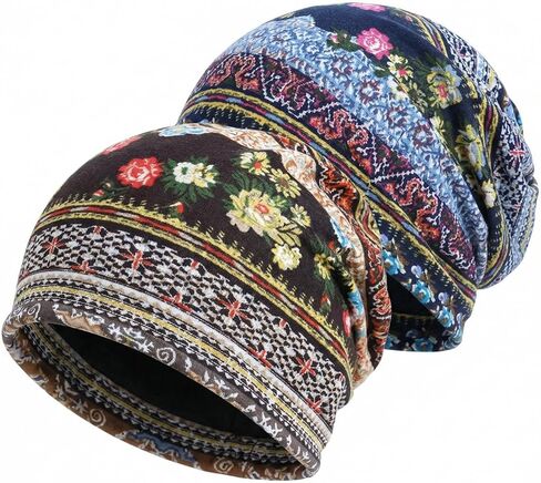 Vintage Slouch Beanie Head Wraps for Women Men - 2 in 1 Convertible Turbans/Scarf, Ear-Flap Hat in Saudi Arabia