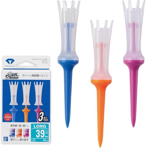 ダイヤゴルフ(DAIYA Golf) ゴルフティー エアロスパークティー ロング 360度首振り機能 飛距離アップに繋がる ティーアップ高39mm ゴルフ規則適合 初心者 日本製 3本入 in Kuwait