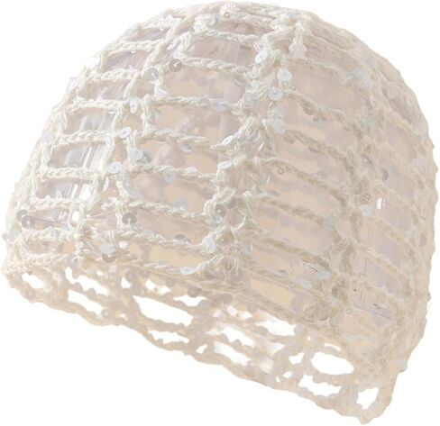 Women's Summer Glitter Sequin Beanie Boho Hollow Out Crochet Hat for Beach Travel Party in Saudi Arabia