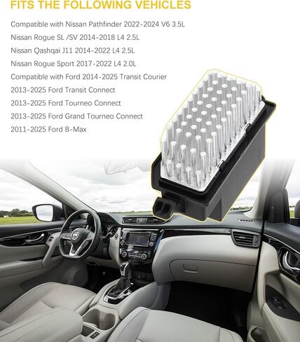 مقاوم محرك منفاخ HVAC متوافق مع Nissan Rogue Sport/Rogue/Pathfinder/Qashqai J11، Ford Transit/Ecosport 2014 2015 2016 2017 2018 2019 وحدة التحكم في المروحة 277615NA0A، AV1119E624AA، 277A14BU0A in Kuwait