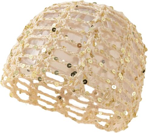 Women's Summer Glitter Sequin Beanie Boho Hollow Out Crochet Hat for Beach Travel Party in Kuwait