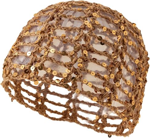Women's Summer Glitter Sequin Beanie Boho Hollow Out Crochet Hat for Beach Travel Party in Saudi Arabia