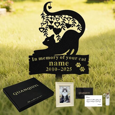 حصة تذكارية منقوشة على شكل قطة - هدية مخصصة لعلامة قبر الحيوانات الأليفة من القلب in Kuwait