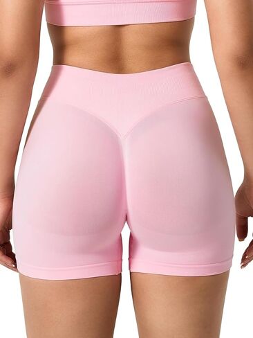 Womens Workout Gym Shorts Seamless Hidden Scrunch Butt Lifting High Waist 4.5" Biker Yoga Shorts in Saudi Arabia