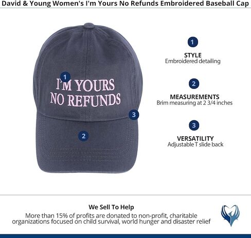 قبعة بيسبول مطرزة من David & Young Women's I'm Yours No Refunds in Saudi Arabia