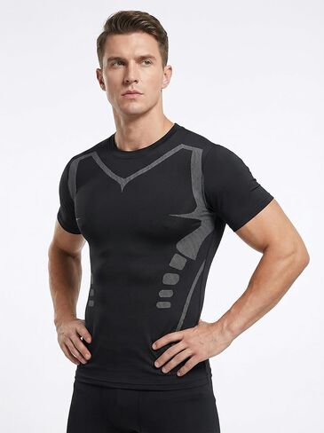 Men's 2 Pack Athletic Shirt Short Sleeve Baselayer Stretch Workout Training Gym Shirts in Saudi Arabia