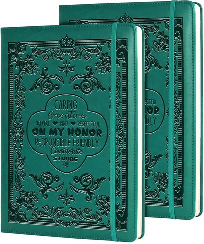 WHLBHG Travel Gift Outdoor Travel 2PCS PU Leather Notebook Leader Gift Appreciation Gift For Sister Girl Friend Encouragement Notebook GREEN (2pcs CARING) in Saudi Arabia