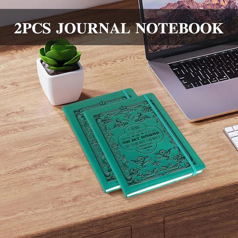 WHLBHG Travel Gift Outdoor Travel 2PCS PU Leather Notebook Leader Gift Appreciation Gift For Sister Girl Friend Encouragement Notebook GREEN (2pcs CARING) in Saudi Arabia