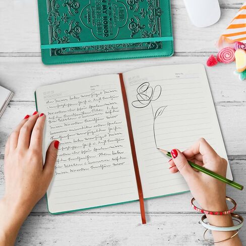 WHLBHG Travel Gift Outdoor Travel 2PCS PU Leather Notebook Leader Gift Appreciation Gift For Sister Girl Friend Encouragement Notebook GREEN (2pcs CARING) in Saudi Arabia