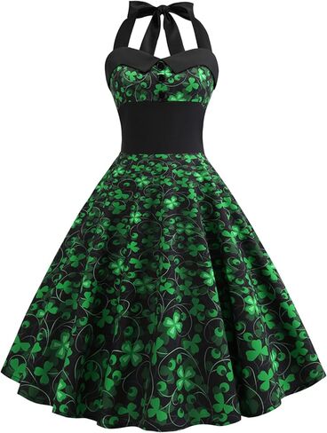 فستان EFOFEI نسائي بمقاس نحيف من Audrey Hepburn فستان صيفي عتيق بدون أكمام وحفلات المهرجانات برقبة رسن in Kuwait